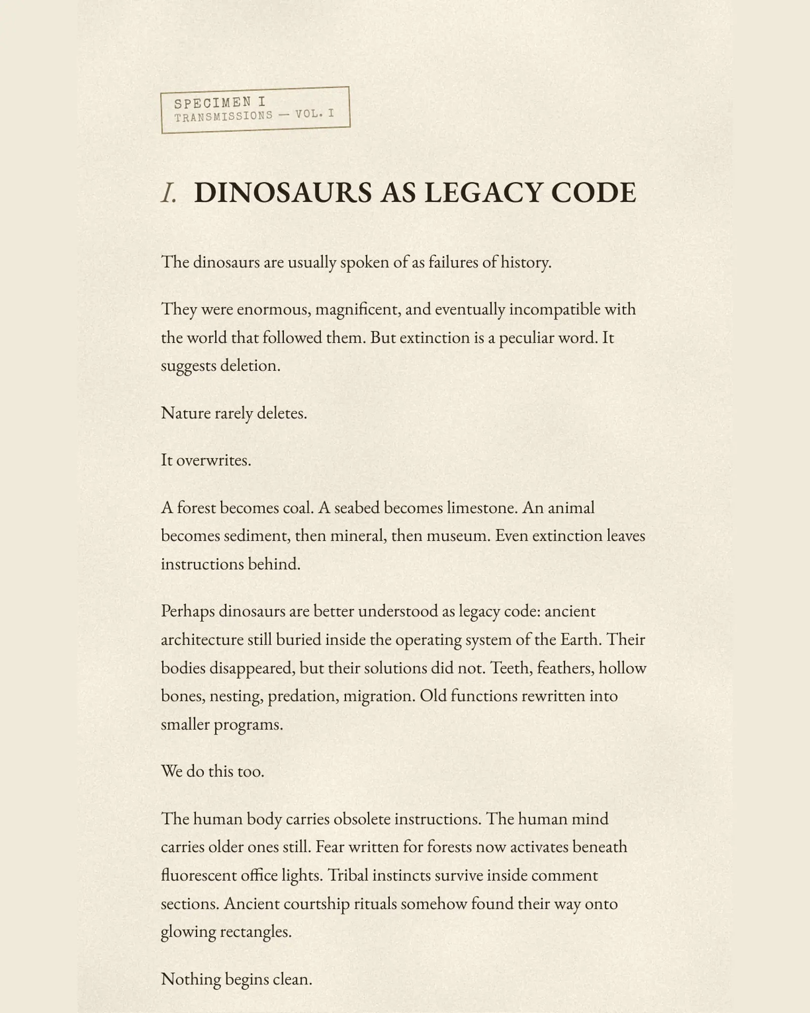 Publication preview: Dinosaurs as Legacy Code